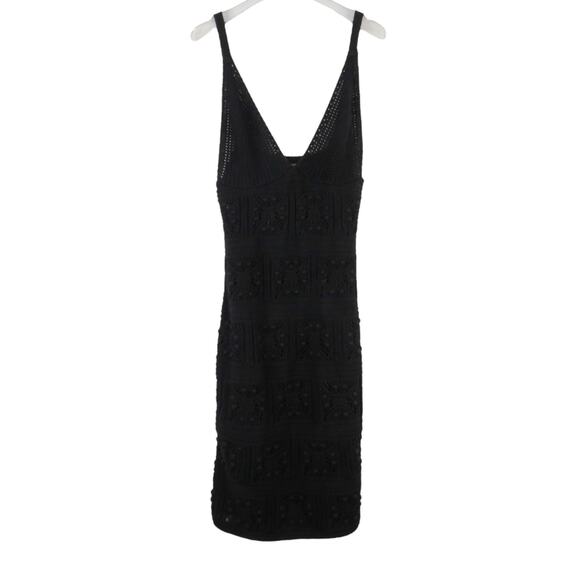 Anthropologie Black Crochet Mini Dress Black Sleeveless V-Neck Dress Medium - Picture 4 of 8